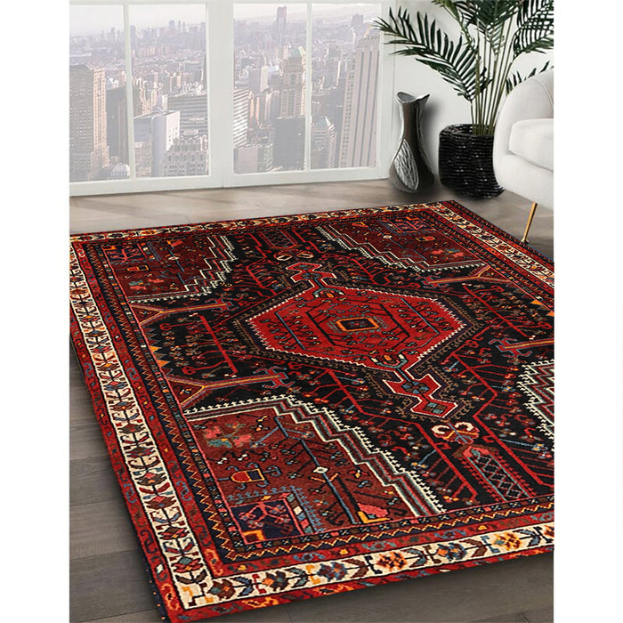 Traditional Reddish Brown Persian Rug in Family Room, tr2314