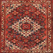 Round Machine Washable Traditional Tomato Red Rug, wshtr2317