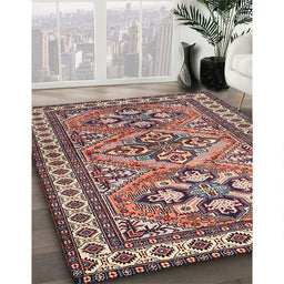Traditional Light French Beige Brown Persian Rug in Family Room, tr2318