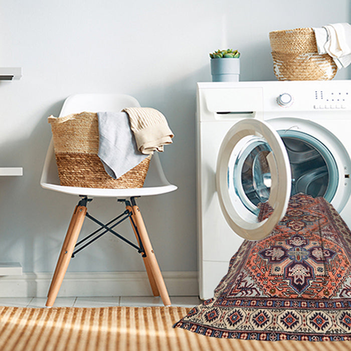 Machine Washable Traditional Light French Beige Brown Rug in a Washing Machine, wshtr2318