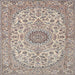 Square Traditional Desert Sand Beige Medallion Rug, tr231