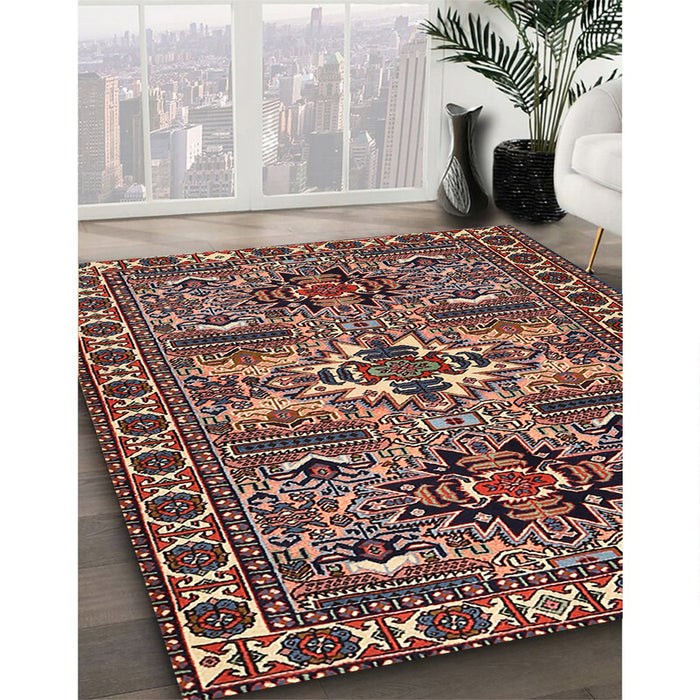 Traditional Camel Brown Persian Rug in Family Room, tr2321