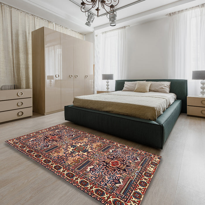 Machine Washable Traditional Camel Brown Rug in a Bedroom, wshtr2321