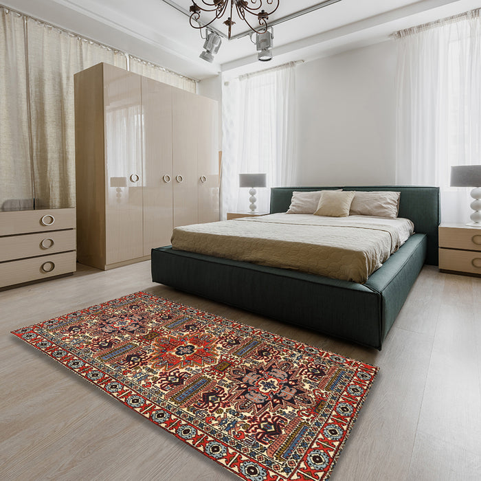 Traditional Deep Red Persian Rug in a Bedroom, tr2322