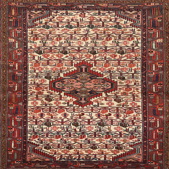 Square Traditional Saffron Red Persian Rug, tr2323