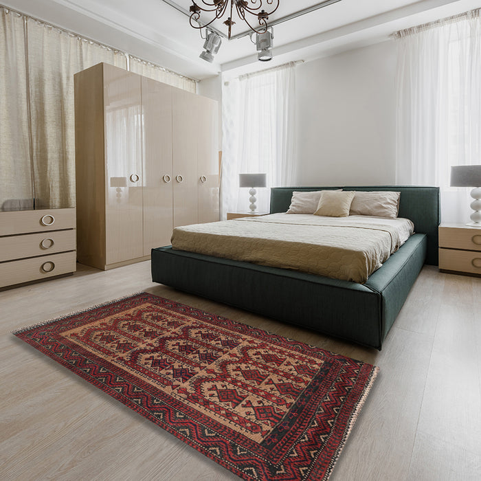Machine Washable Traditional Chestnut Brown Rug in a Bedroom, wshtr2328