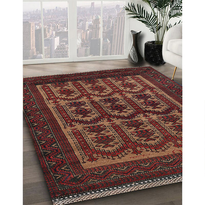Machine Washable Traditional Chestnut Brown Rug in a Family Room, wshtr2328