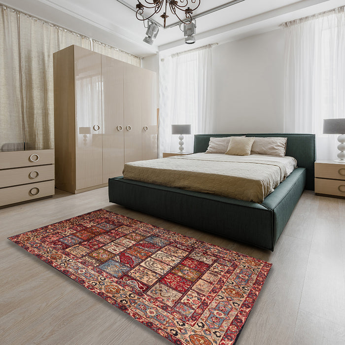 Traditional Saffron Red Persian Rug in a Bedroom, tr232
