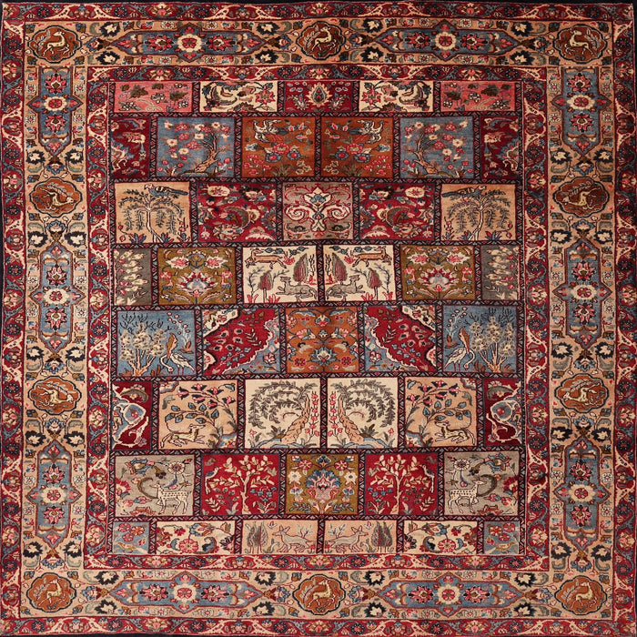 Square Traditional Saffron Red Persian Rug, tr232