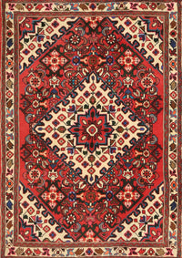 Machine Washable Traditional Tomato Red Rug, wshtr2332