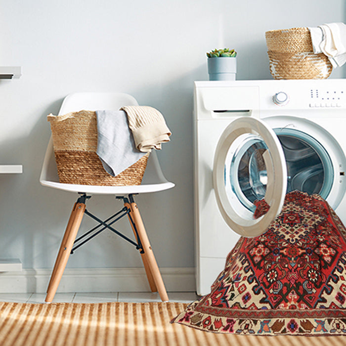 Machine Washable Traditional Tomato Red Rug in a Washing Machine, wshtr2332