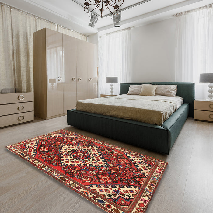 Traditional Red Persian Rug in a Bedroom, tr2332