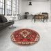 Round Machine Washable Traditional Tomato Red Rug in a Office, wshtr2332