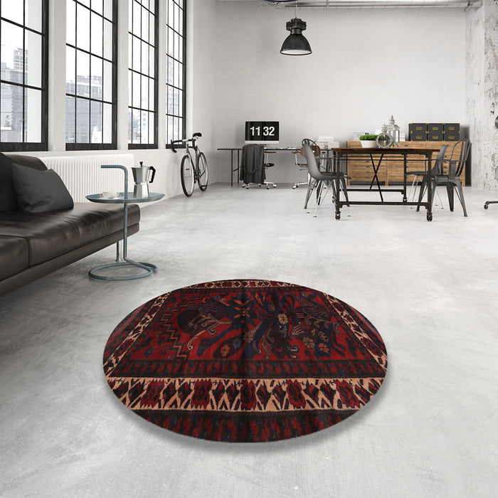 Round Traditional Bakers Brown Persian Rug in a Office, tr2335