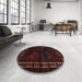 Round Machine Washable Traditional Bakers Brown Rug in a Office, wshtr2335