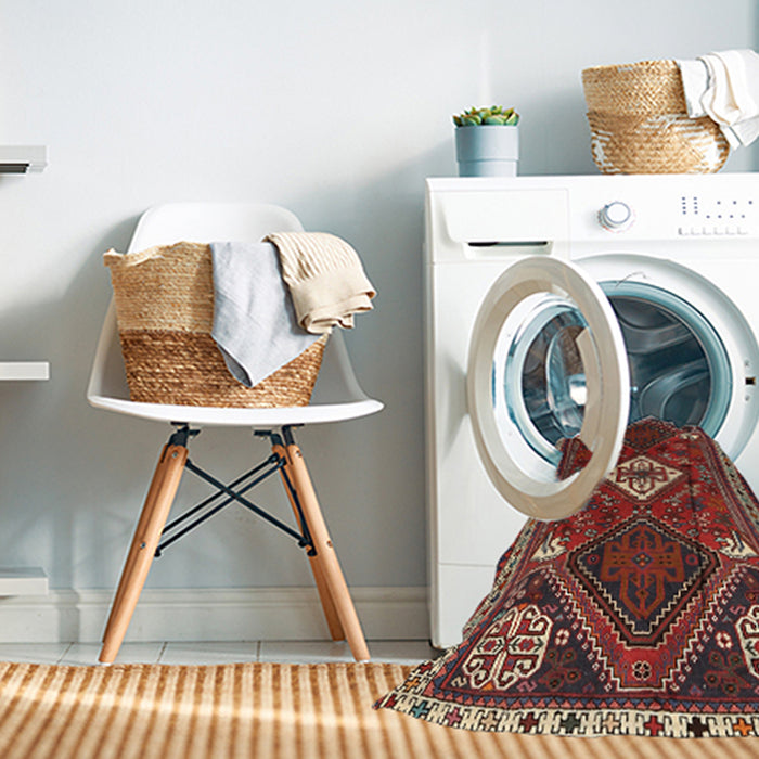 Machine Washable Traditional Dark Almond Brown Rug in a Washing Machine, wshtr2336
