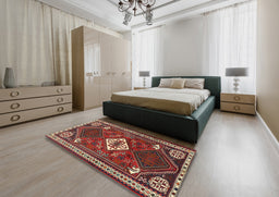 Traditional Dark Almond Brown Persian Rug in a Bedroom, tr2336