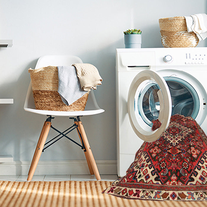 Machine Washable Traditional Orange Salmon Pink Rug in a Washing Machine, wshtr2337