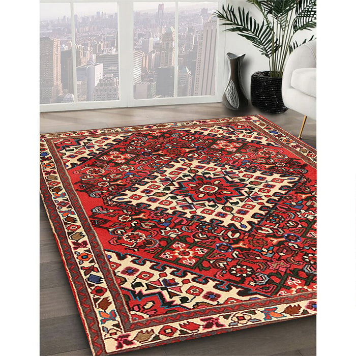 Traditional Orange Salmon Pink Persian Rug in Family Room, tr2337