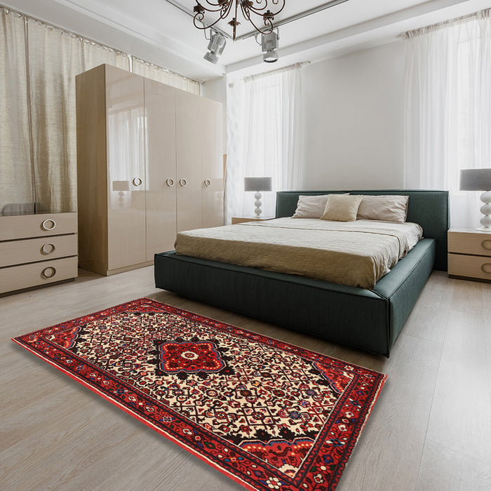 Traditional Dark Almond Brown Persian Rug in a Bedroom, tr2338