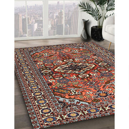 Traditional Camel Brown Persian Rug in Family Room, tr2340