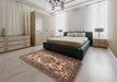 Traditional Light French Beige Brown Persian Rug in a Bedroom, tr2341