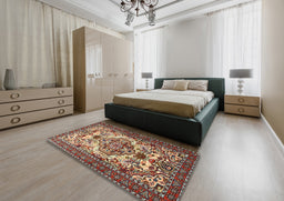 Traditional Light French Beige Brown Persian Rug in a Bedroom, tr2341