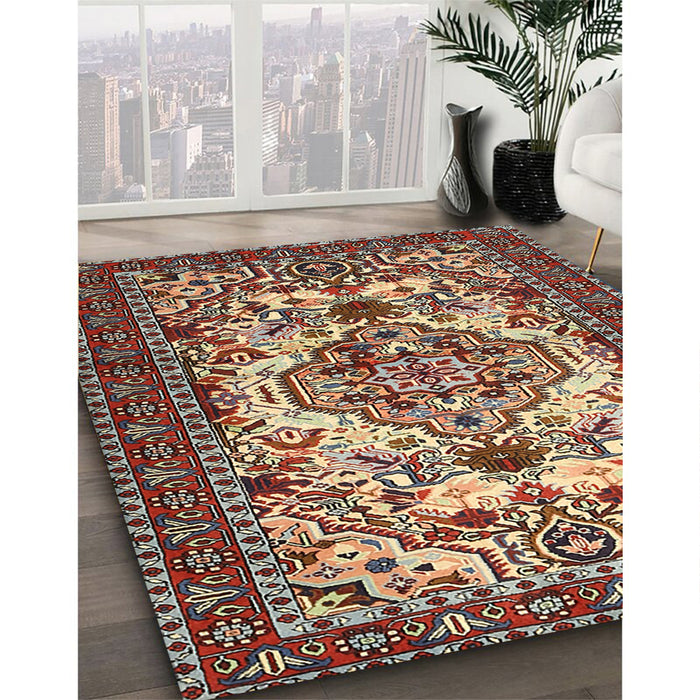 Traditional Light French Beige Brown Persian Rug in Family Room, tr2341
