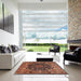 Square Machine Washable Traditional Peru Brown Rug in a Living Room, wshtr234