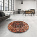 Round Traditional Brown Persian Rug in a Office, tr234