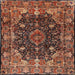 Round Machine Washable Traditional Peru Brown Rug, wshtr234