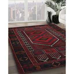 Traditional Burgundy Brown Persian Rug in Family Room, tr2352