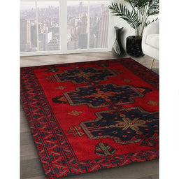 Machine Washable Traditional Tomato Red Rug in a Family Room, wshtr2353