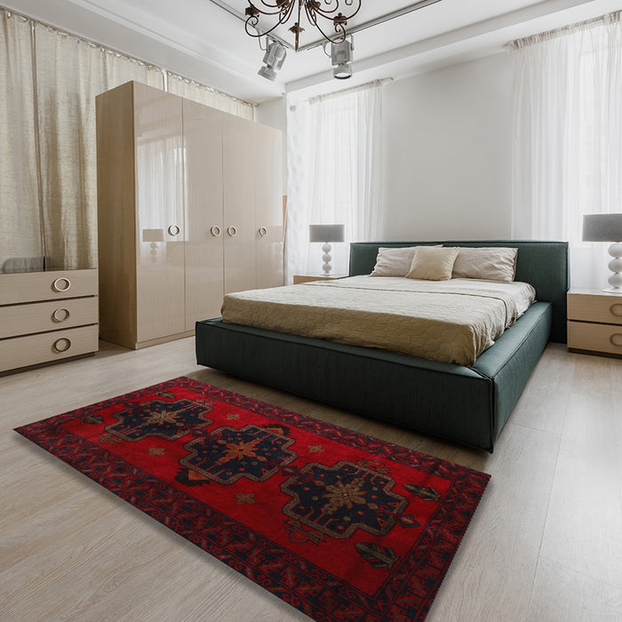 Traditional Red Persian Rug in a Bedroom, tr2353