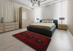 Machine Washable Traditional Tomato Red Rug in a Bedroom, wshtr2353