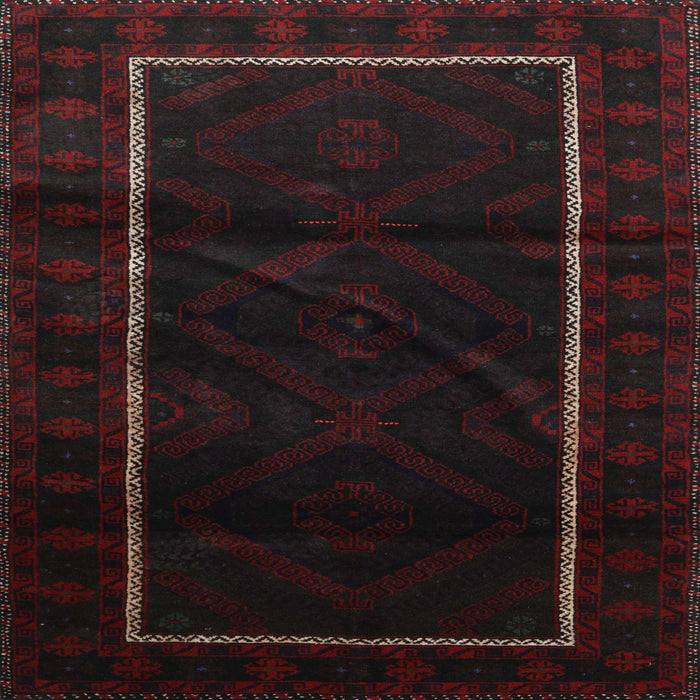 Square Traditional Charcoal Black Persian Rug, tr2354