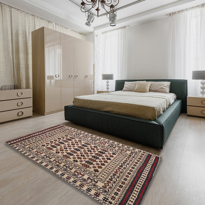 Traditional Bakers Brown Persian Rug in a Bedroom, tr2355