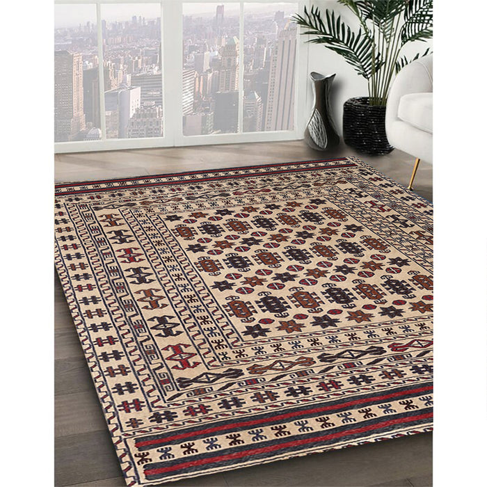 Traditional Bakers Brown Persian Rug in Family Room, tr2355