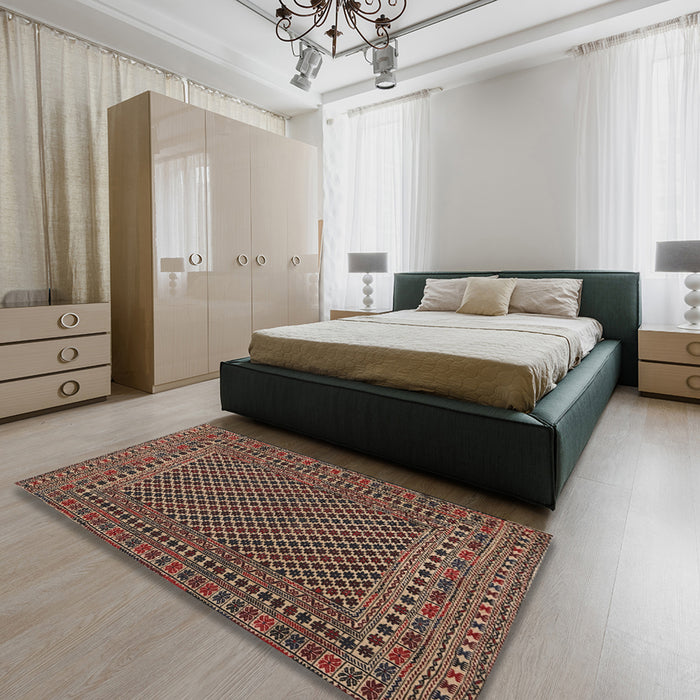 Machine Washable Traditional Night Red Rug in a Bedroom, wshtr2356