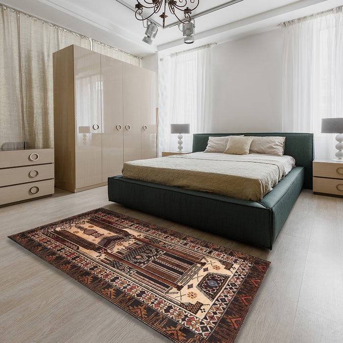 Machine Washable Traditional Night Red Rug in a Bedroom, wshtr2357