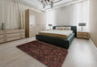 Traditional Dark Brown Persian Rug in a Bedroom, tr2359