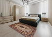 Machine Washable Traditional Camel Brown Rug in a Bedroom, wshtr235