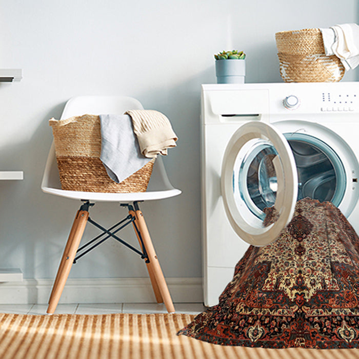 Machine Washable Traditional Camel Brown Rug in a Washing Machine, wshtr235