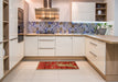 Machine Washable Traditional Red Rug in a Kitchen, wshtr2361