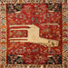 Square Traditional Red Animal Rug, tr2363