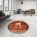 Round Machine Washable Traditional Red Rug in a Office, wshtr2363