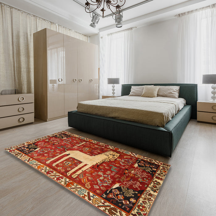 Machine Washable Traditional Red Rug in a Bedroom, wshtr2363