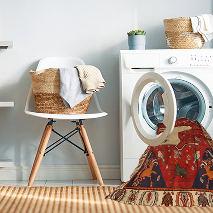 Machine Washable Traditional Red Rug in a Washing Machine, wshtr2365