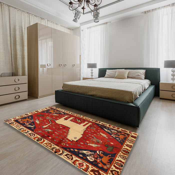 Traditional Red Persian Rug in a Bedroom, tr2365