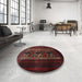 Round Traditional Reddish Brown Persian Rug in a Office, tr2366